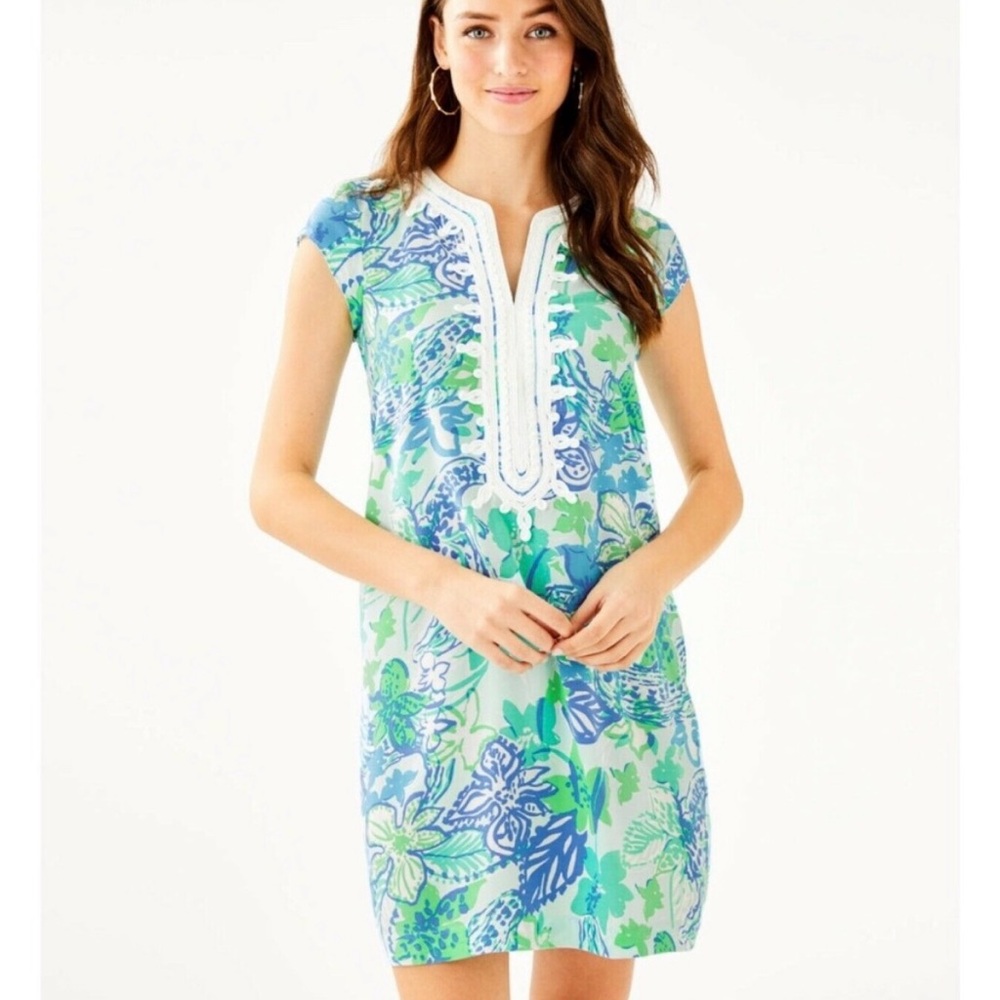 Lilly Pulitzer Madia Tunic Dress Whisper Blue Boom Croc A Locca Women’s Size XS